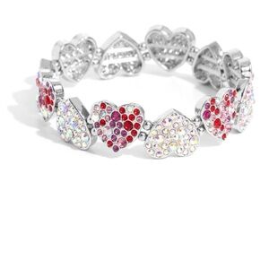 Elegant Silver and Red Heart Bracelet